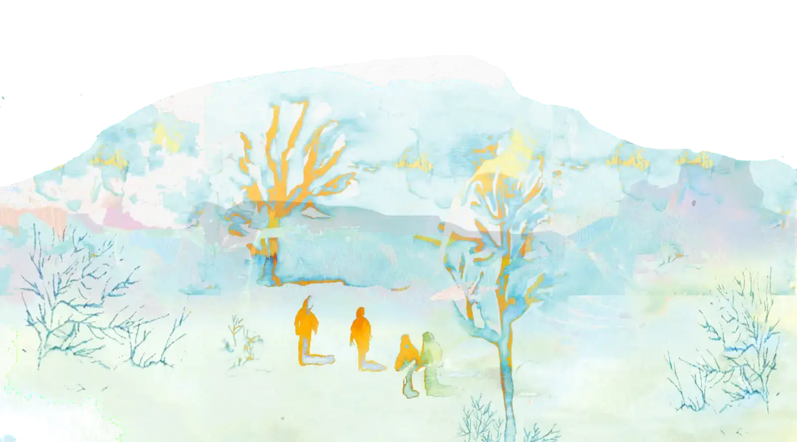 Sunny Snowdrift In Spring, illustration by Lotta Vuorma