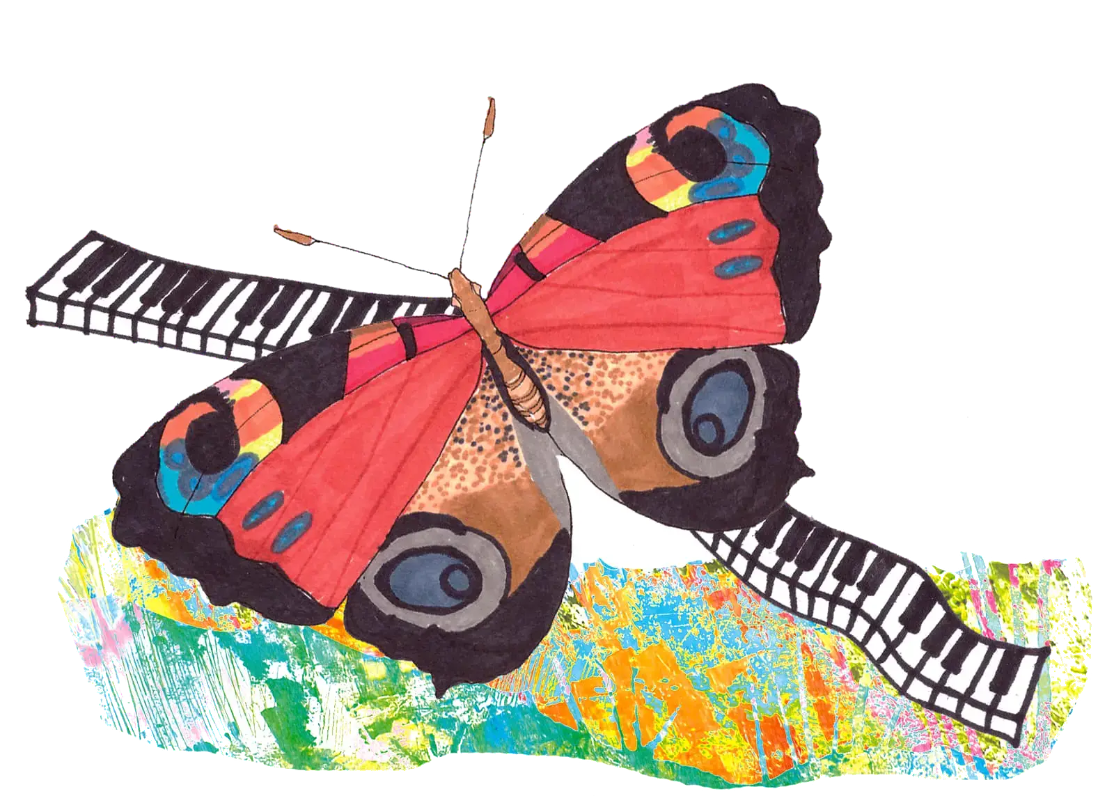 Peacock Butterfly, illustration by Lotta Vuorma